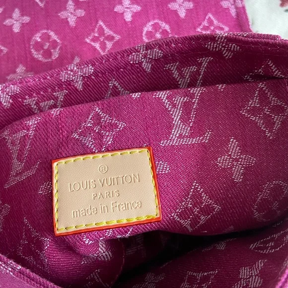 Louis Vuitton Fuchsia Denim Monogram Denim Mini Pleaty Bag - Picture 6 of 7